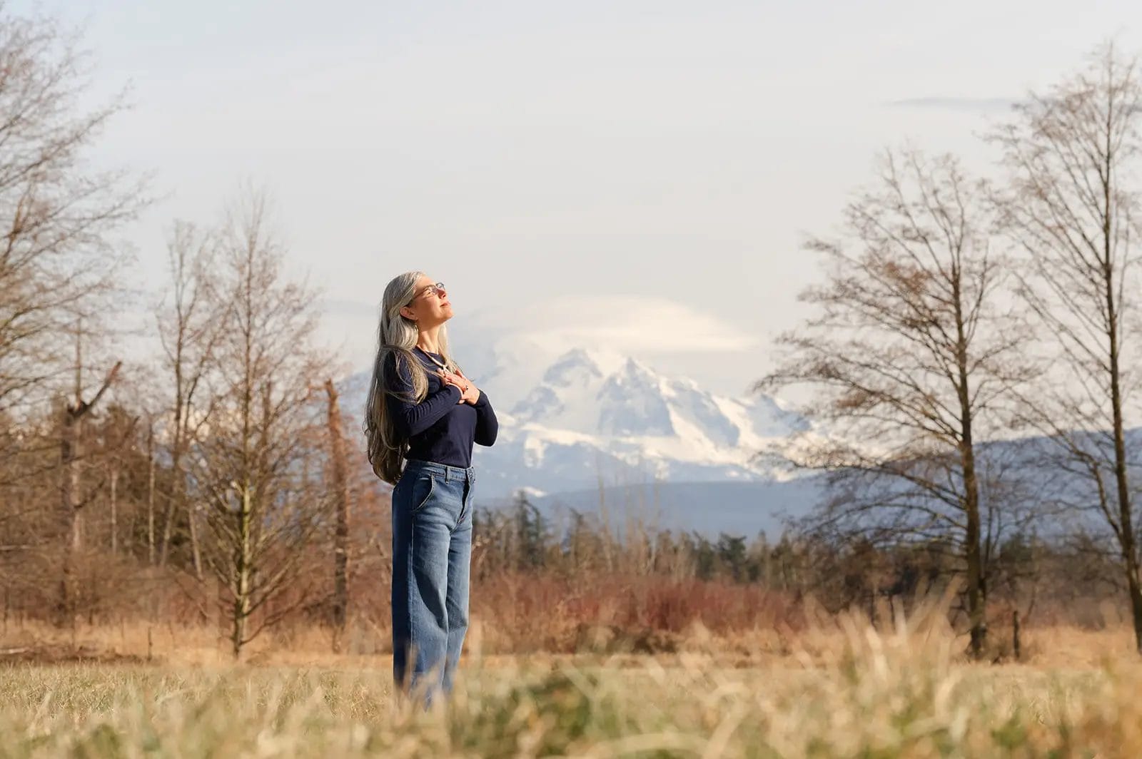 Emily with Mount Kulshan. Photo by Callie Mash Photography. February 2025.